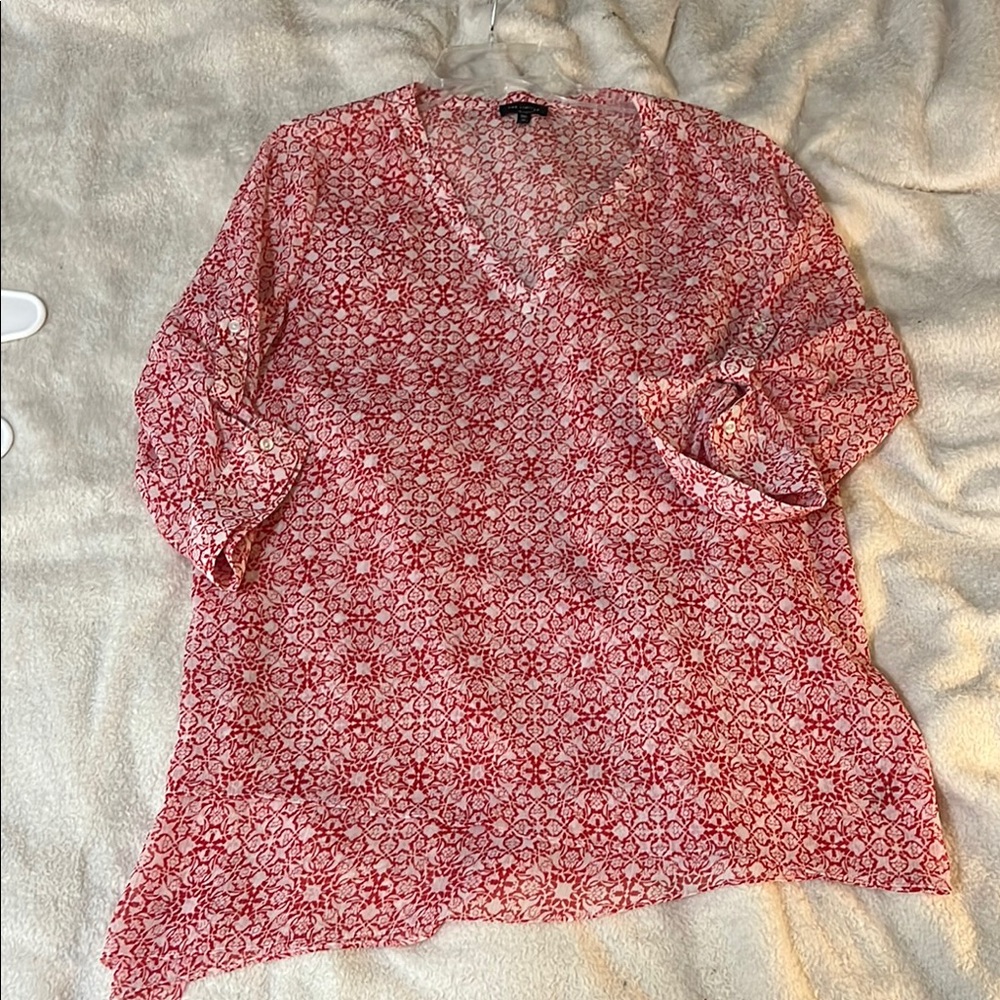 The Limited Red Asymmetrical 3/4 Sleeve Blouse